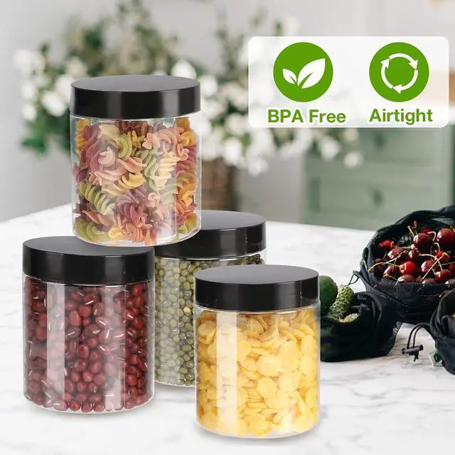 Alt view image 4 of 7 - Mfacoy 6 Pack Plastic Jars with Lids, 8 oz Clear Storage Container, Leakproof Plastic Mason Jars, Empty Round Slime Container, Cosmetic Jars for Storing Dry Food, Peanut, Spice, Cookie, Candy