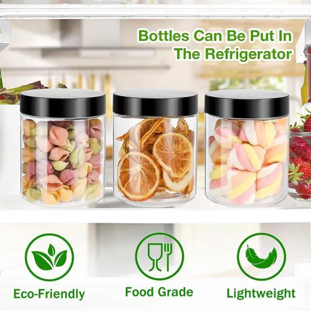 Alt view image 5 of 7 - Mfacoy 6 Pack Plastic Jars with Lids, 8 oz Clear Storage Container, Leakproof Plastic Mason Jars, Empty Round Slime Container, Cosmetic Jars for Storing Dry Food, Peanut, Spice, Cookie, Candy