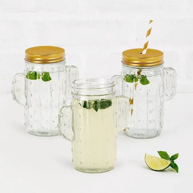 Alt view image 2 of 2 - WEDDINGSTAR Cactus Mason Jar Drinking Glass 12 oz - Clear