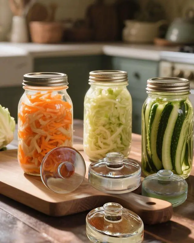 Alt view image 5 of 6 - Glass Fermentation Weights - 2 Pack, 7.1oz/202g Heavy Clear Glass with Easy Grip - Smooth & Non-Porous Pickle Weights for Wide Mouth Mason Jars