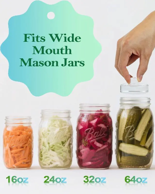 Alt view image 6 of 6 - Glass Fermentation Weights - 2 Pack, 7.1oz/202g Heavy Clear Glass with Easy Grip - Smooth & Non-Porous Pickle Weights for Wide Mouth Mason Jars