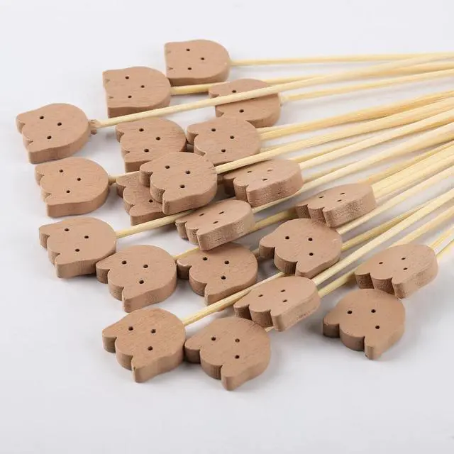 Alt view image 3 of 7 - 200 Pcs Bamboo Cocktail Picks 4.7 Inch Bear Face Cocktail Sticks Food Picks Garnish Sticks Decorative Toothpicks for Appetizers, Fruits, Dessert, Baby Shower, Birthday Wedding, Party Supplies