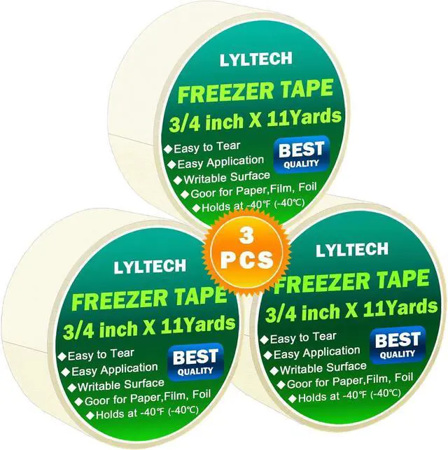 Main image of LYLTECH 48 Yards Freezer Tape 3 Rolls x 3/4in x16yd -1.5in Core