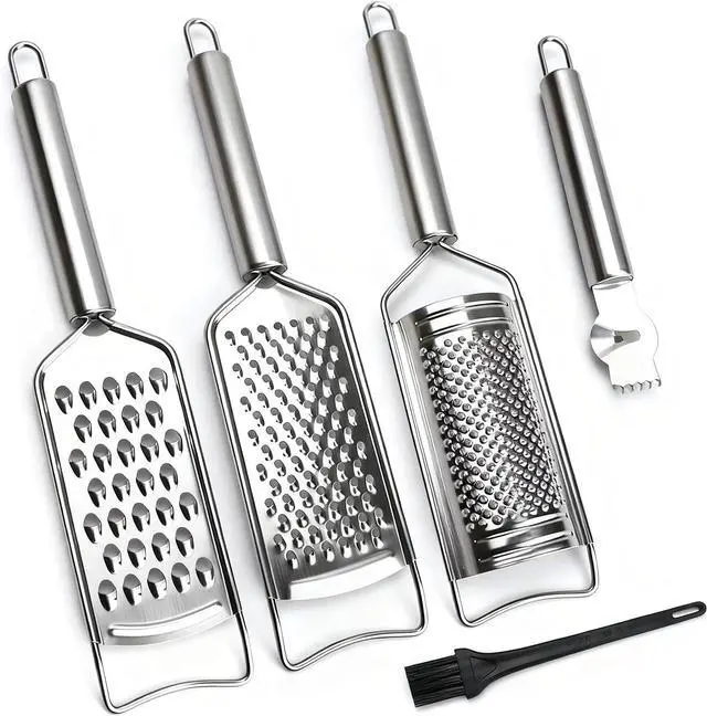 Main image of Cheese Grater Lemon Zester Grater with Handle Kitchen Grater Set of 5 Stainless Steel for Cheese Spices Ginger Garlic Chocolate Vegetable Fruit