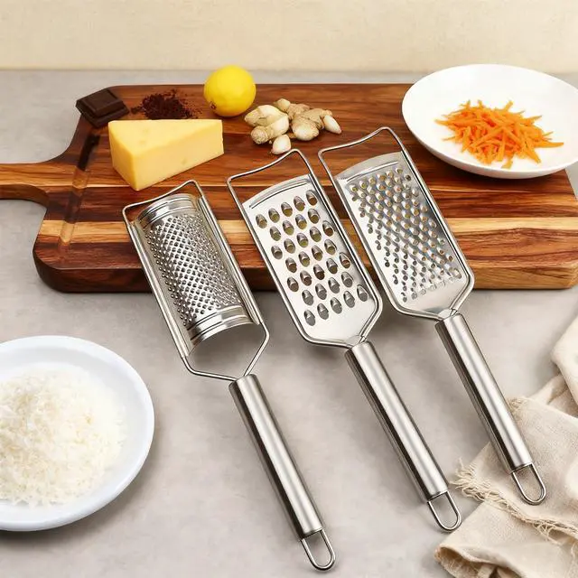 Alt view image 2 of 7 - Cheese Grater Lemon Zester Grater with Handle Kitchen Grater Set of 5 Stainless Steel for Cheese Spices Ginger Garlic Chocolate Vegetable Fruit