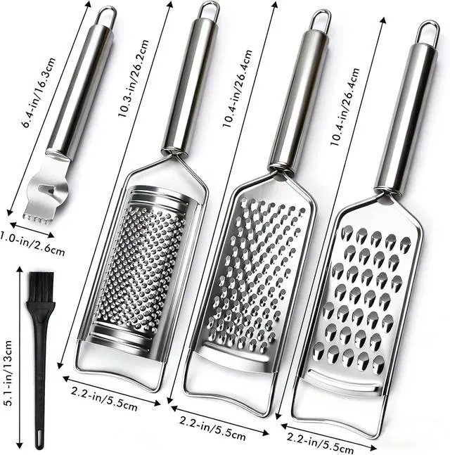 Alt view image 6 of 7 - Cheese Grater Lemon Zester Grater with Handle Kitchen Grater Set of 5 Stainless Steel for Cheese Spices Ginger Garlic Chocolate Vegetable Fruit