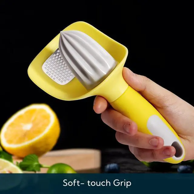 Alt view image 3 of 7 - KITCHENDAO Lemon Zester Bar Tool 4 in 1, Citrus Lime Zester Peeler, Channel Knife, Citrus Reamer, Grater, Seed Pip Catcher to Avoid Mess, Soft-Touch Grip, Compact for Easy Storage, Dishwasher Safe