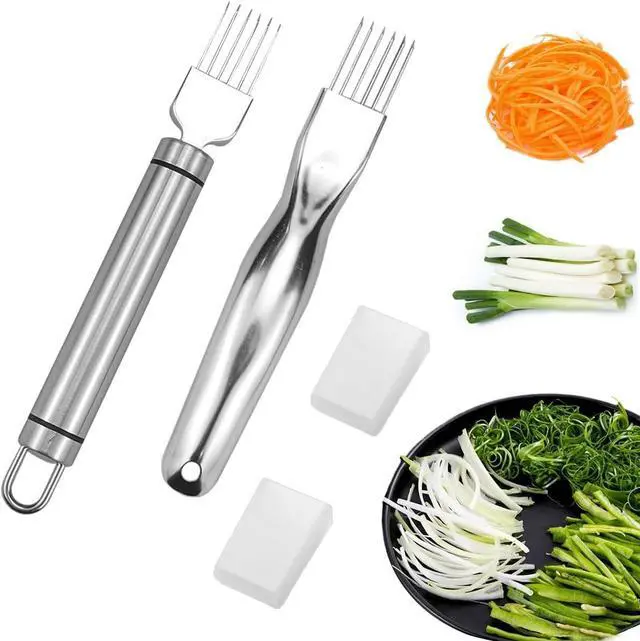 Main image of 2 PCS Scallion Cutter Kitchen Scallion Cutters Shred Knife with Stainless Steel Scallions Cutter Vegetable Garlic Cutteres Food Speedy Chopper for Kitchen Cutting Vegetable Onion Garlic Cutteres Tool