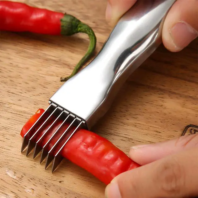 Alt view image 5 of 7 - 2 PCS Scallion Cutter Kitchen Scallion Cutters Shred Knife with Stainless Steel Scallions Cutter Vegetable Garlic Cutteres Food Speedy Chopper for Kitchen Cutting Vegetable Onion Garlic Cutteres Tool
