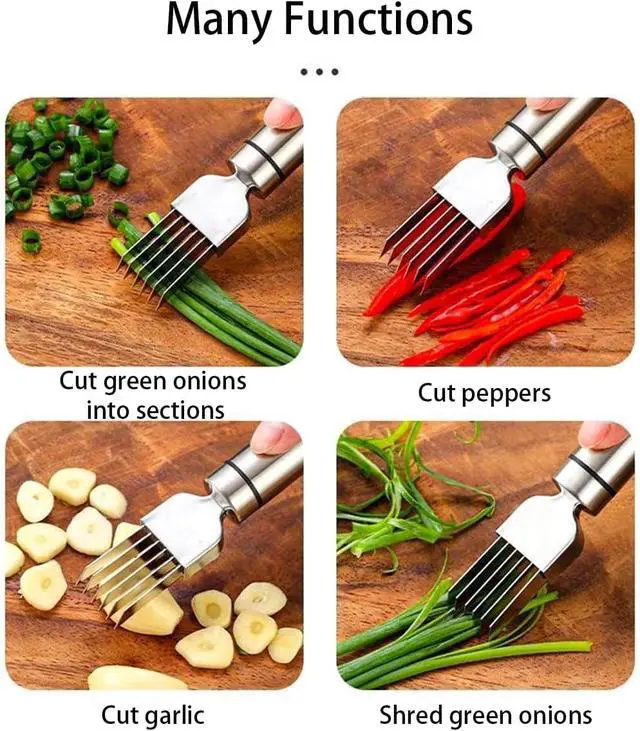 Alt view image 7 of 7 - 2 PCS Scallion Cutter Kitchen Scallion Cutters Shred Knife with Stainless Steel Scallions Cutter Vegetable Garlic Cutteres Food Speedy Chopper for Kitchen Cutting Vegetable Onion Garlic Cutteres Tool