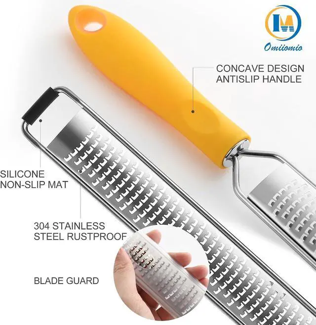 Alt view image 3 of 6 - Lemon Zester & Heavy Duty Cheese Grater & Vegetable Grater Parmesan Cheese Lemon, Garlic, Nutmeg, Chocolate, Fruits, Vegetables, Ginger - Cheese Shredder & Stainless Steel Grater