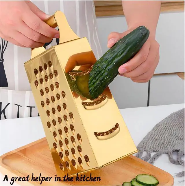 Alt view image 4 of 6 - Stainless Steel 4 Sides Multifunctional Grater Slicer with Handle