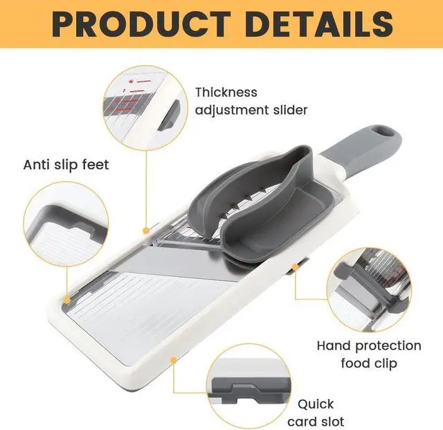 Alt view image 3 of 6 - Multi Handheld Mandoline Slicer with Adjustable Stainless Steel Blade - Vegetable Grater Cucumber Slicer - Cheese Grater