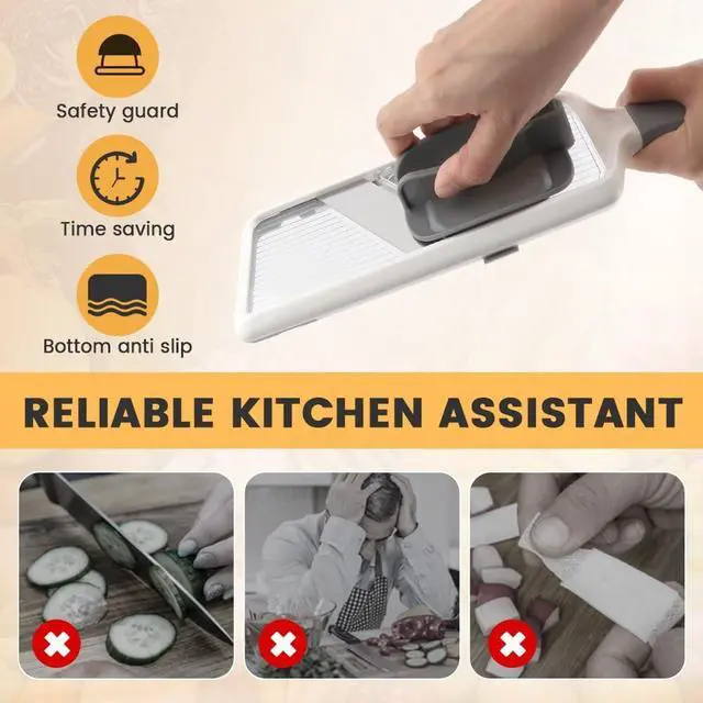 Alt view image 4 of 6 - Multi Handheld Mandoline Slicer with Adjustable Stainless Steel Blade - Vegetable Grater Cucumber Slicer - Cheese Grater