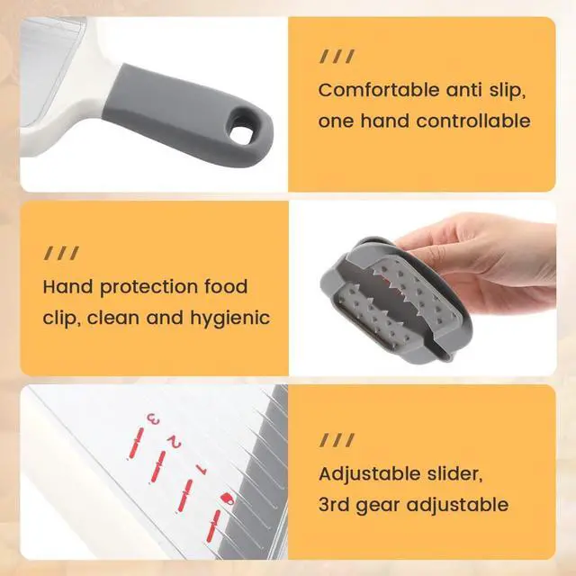 Alt view image 5 of 6 - Multi Handheld Mandoline Slicer with Adjustable Stainless Steel Blade - Vegetable Grater Cucumber Slicer - Cheese Grater