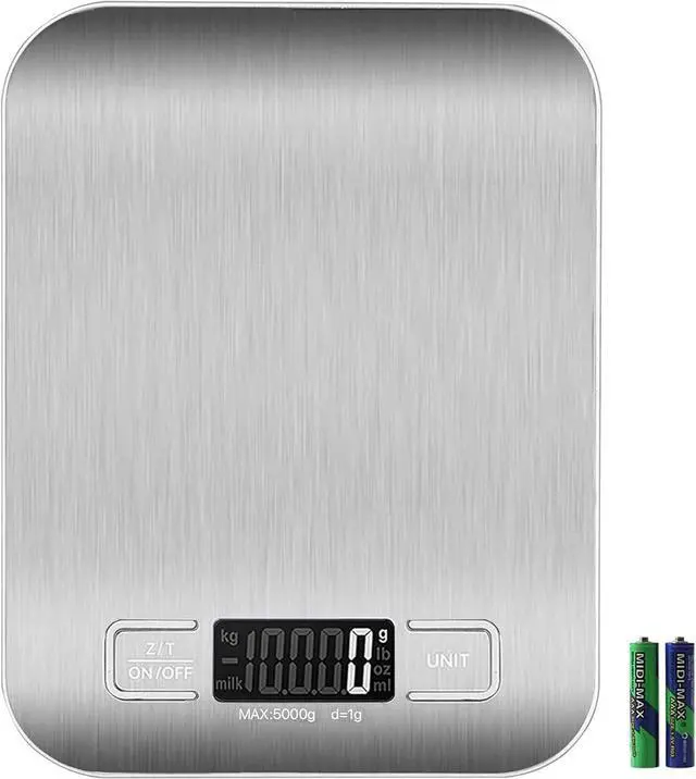 Main image of Food Scale, 11lb Digital Kitchen Scale Weight Grams and oz for Baking Cooking, Stainless Steel and Tempered Glass Waterproof Body, 1g/0.1oz Precise Graduation