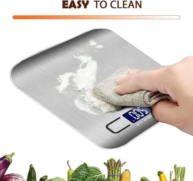 Alt view image 5 of 6 - Food Scale, 11lb Digital Kitchen Scale Weight Grams and oz for Baking Cooking, Stainless Steel and Tempered Glass Waterproof Body, 1g/0.1oz Precise Graduation