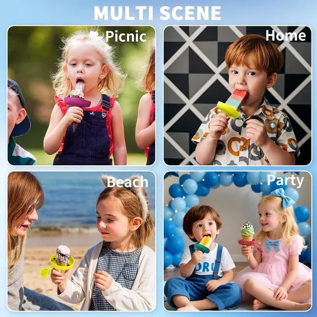 Alt view image 4 of 7 - Ice Pop Holders for Kids - Catches Drips Before They Drop - Frozen Pop and Ice Cream Holder for Summer Days and Birthday Party - 4 Count