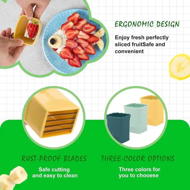 Alt view image 4 of 7 - 3PCS Fruit Slicer Cup Strawberry Slicer, Strawberries Cutter Cup, Speed Cutter for Banana Grape Egg Kitchen Portable Slicing Tool