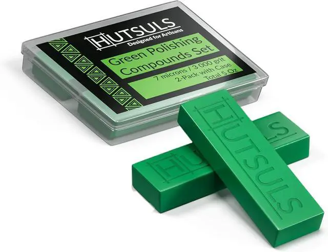 Main image of Hutsuls Knife Stropping Compound With Case - (2-Pack, 5 Oz Total) for Razor-Sharp Edges, Green Buffing Bars Easy to Use With Leather Strop Guide