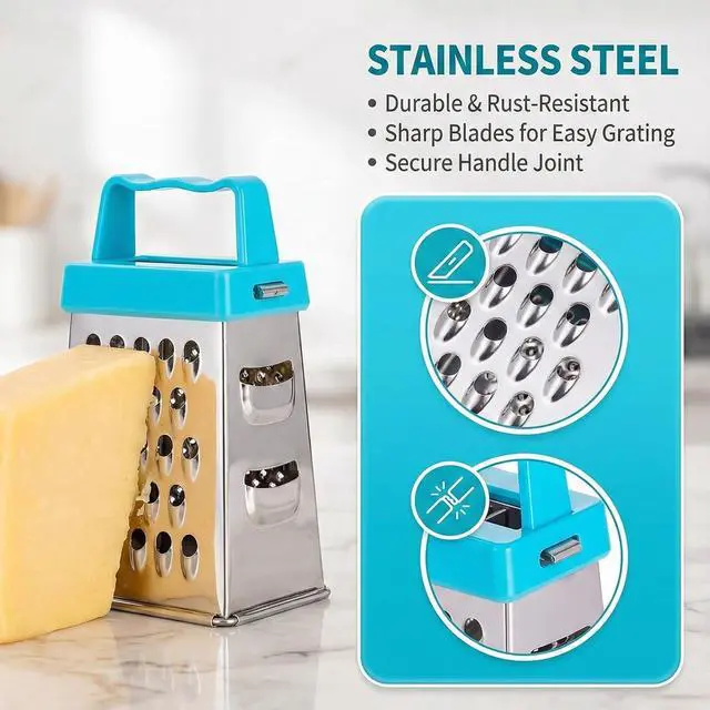 Alt view image 4 of 6 - 3Pcs Mini Box Grater Set - Stainless Steel Cheese Graters for Kitchen Slicing Cheese, Ginger, and Vegetables - Small Size, Multipurpose Graters with 4 Sides - Ideal for Home Cooking