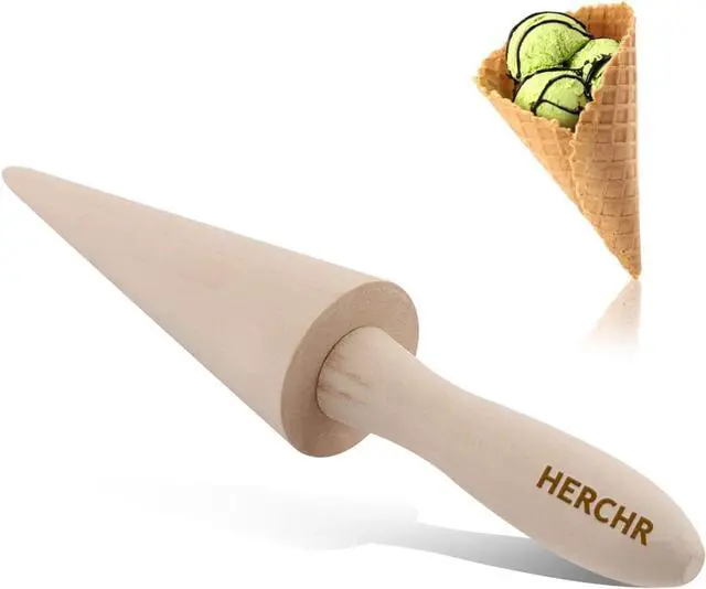Main image of Wood Cone Roller Pizzelle Roller Krumkake Ice Cream Cone Roller Mold Natural Waffle Cone Roller Wooden Mini Waffle Cones Pastry Decorating Baking Pastry Tool Cone Mold Pizzelle Makers Pastry Roller