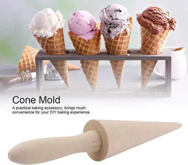Alt view image 5 of 7 - Wood Cone Roller Pizzelle Roller Krumkake Ice Cream Cone Roller Mold Natural Waffle Cone Roller Wooden Mini Waffle Cones Pastry Decorating Baking Pastry Tool Cone Mold Pizzelle Makers Pastry Roller