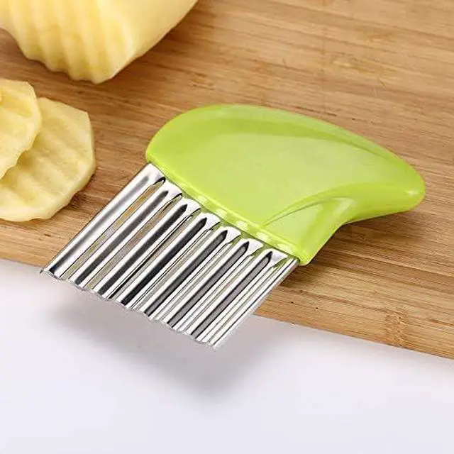 Alt view image 2 of 6 - Crinkle-Cutter Stainless-Steel Blade-Wavy for Veggies-Salad-Chopper Knife 2PCS