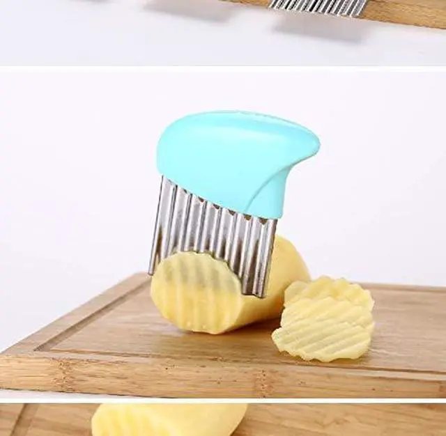 Alt view image 3 of 6 - Crinkle-Cutter Stainless-Steel Blade-Wavy for Veggies-Salad-Chopper Knife 2PCS