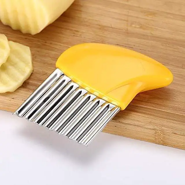 Alt view image 4 of 6 - Crinkle-Cutter Stainless-Steel Blade-Wavy for Veggies-Salad-Chopper Knife 2PCS