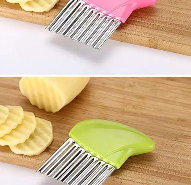 Alt view image 6 of 6 - Crinkle-Cutter Stainless-Steel Blade-Wavy for Veggies-Salad-Chopper Knife 2PCS