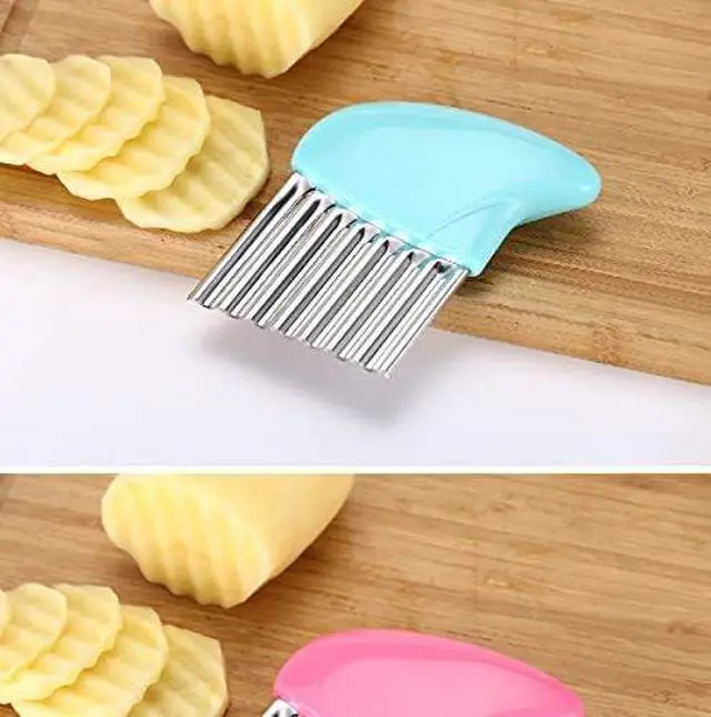 Alt view image 5 of 6 - Crinkle-Cutter Stainless-Steel Blade-Wavy for Veggies-Salad-Chopper Knife 2PCS