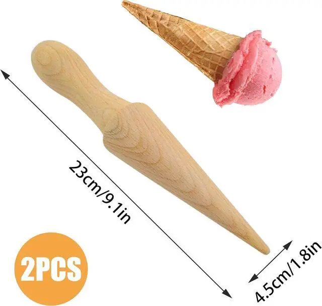 Alt view image 2 of 7 - 2 Pcs Ice Cream Cone Cream Horn Pizzelle Waffle Egg Roll Mold