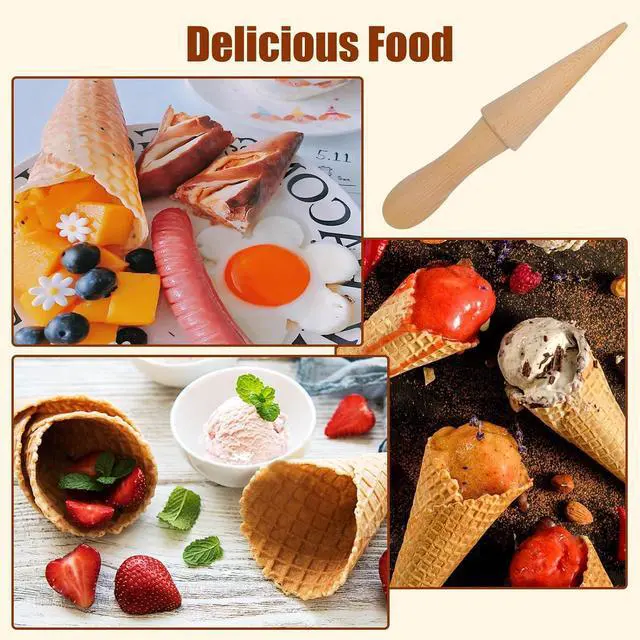 Alt view image 4 of 7 - 2 Pcs Ice Cream Cone Cream Horn Pizzelle Waffle Egg Roll Mold