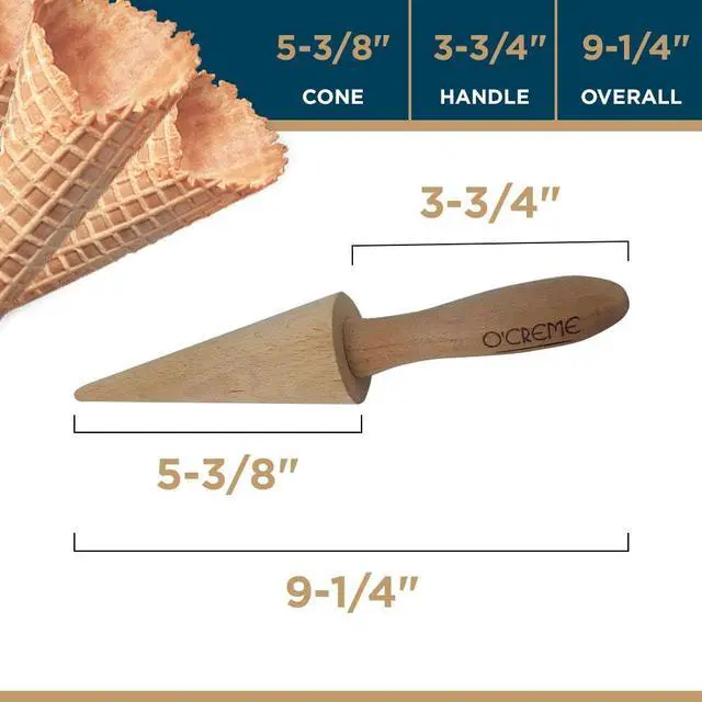 Alt view image 3 of 5 - O'Creme Pizzelle Krumkake Cone Mold Roller Beechwood 9.25 Inch