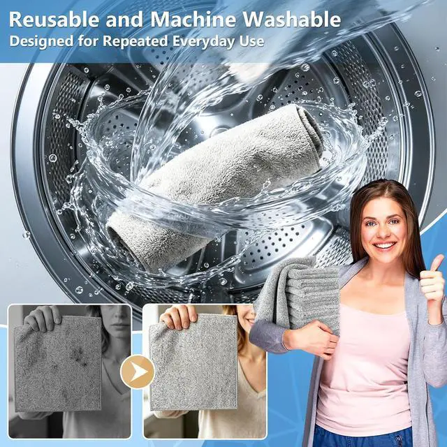 Alt view image 5 of 7 - Kitchen Dish Cloths, 12 Pack, 10 x 10 Inches, Super Absorbent Microfiber Dish Towels, Soft Lint Free Reusable Dish Rags for Washing Dishes, Drying, Counters and Sink, Grey
