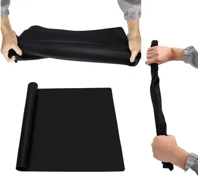 Alt view image 3 of 6 - 23.6'' by 15.7''Flexible Silicone Placemat Non Slip Waterproof Heat Resistant Dinner Table Black 1PCS