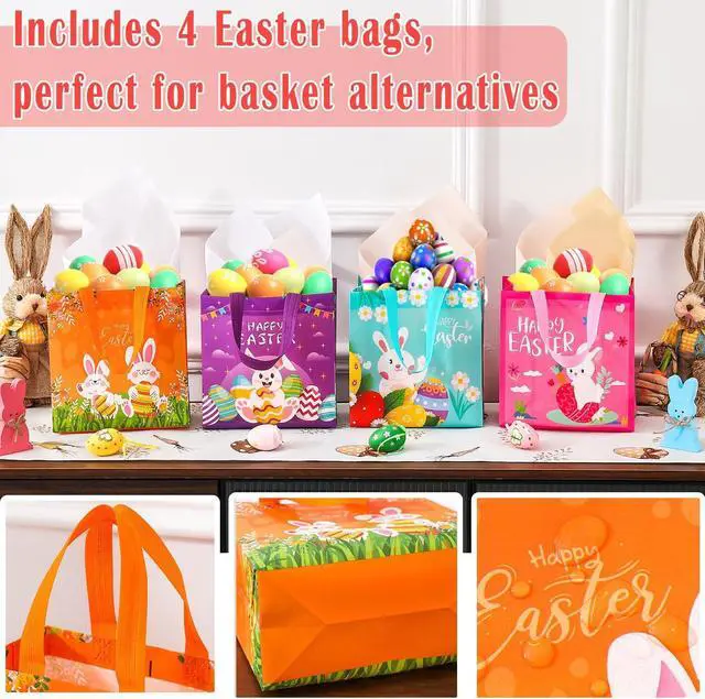 Alt view image 4 of 7 - multiwins Easter Table Runner (13"x72") with 4 Placemats (12"x18") & 4 Gift Bags, Thick Fabric Pastel Buffalo Plaid Easter Decorations for Farmhouse Kitchen Dining Room Spring Party