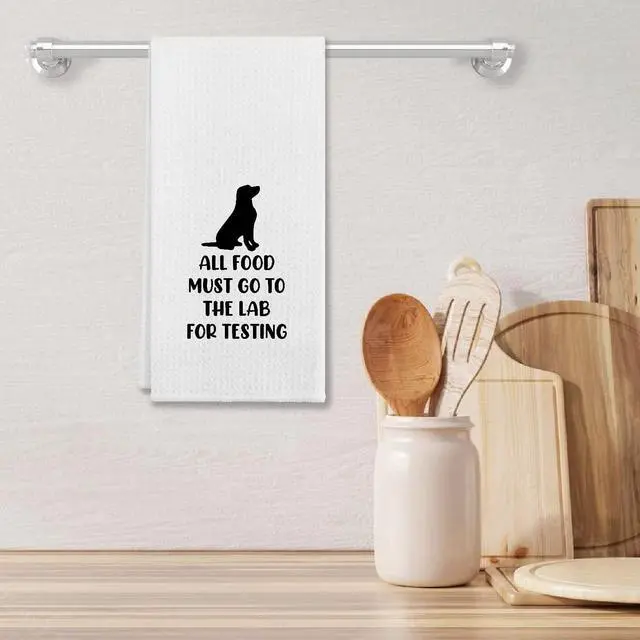 Alt view image 3 of 4 - EIONEY All Food Must Go to The Lab for Testing Kitchen Towels,Dish Cloth Flour Sack Hand Towel for Farmhouse Kitchen Decor,24 X 16 Inches Cotton Dish Towels Dishcloths,Labrador Lovers Gifts