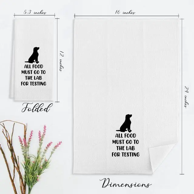 Alt view image 4 of 4 - EIONEY All Food Must Go to The Lab for Testing Kitchen Towels,Dish Cloth Flour Sack Hand Towel for Farmhouse Kitchen Decor,24 X 16 Inches Cotton Dish Towels Dishcloths,Labrador Lovers Gifts