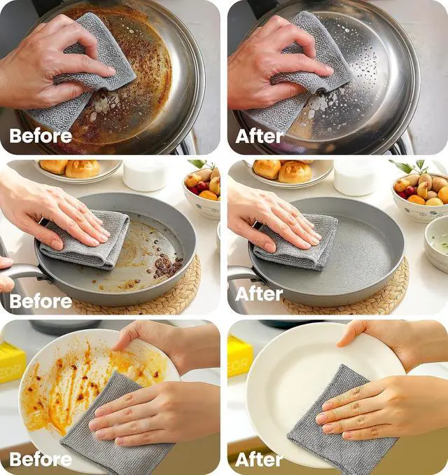 Alt view image 3 of 6 - Non-Scratch Wire Dish Cloth, 10PCS Single Layer Multipurpose Wire Dishwashing Rags for Wet and Dry, Dish Cloths for Washing Dishes, Stovetops, Kitchen Countertops with Ease