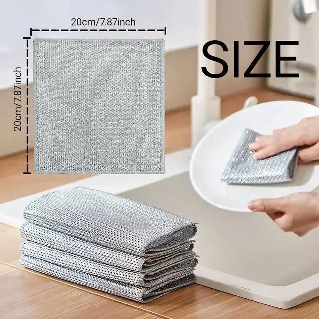 Alt view image 6 of 6 - Non-Scratch Wire Dish Cloth, 10PCS Single Layer Multipurpose Wire Dishwashing Rags for Wet and Dry, Dish Cloths for Washing Dishes, Stovetops, Kitchen Countertops with Ease