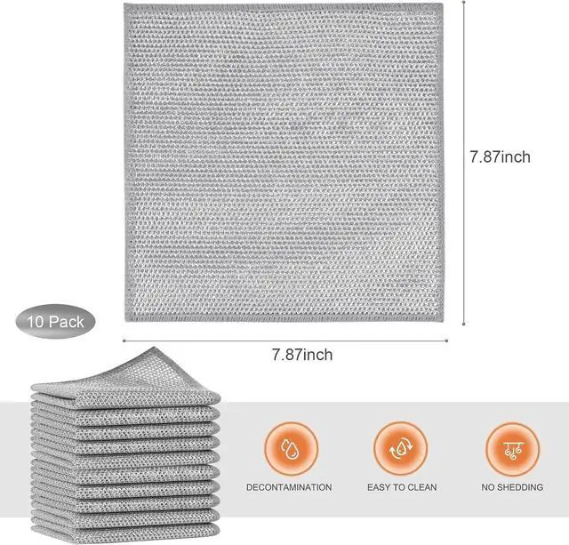 Alt view image 2 of 7 - SINLAND Silver Mesh Dish Cloths Magic Rags, 7.87x7.87 Inch, 10 Pack