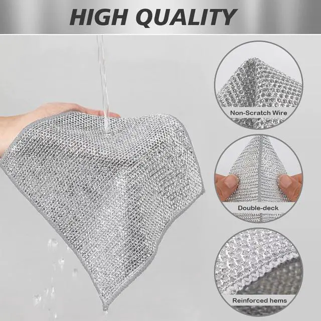 Alt view image 3 of 7 - SINLAND Silver Mesh Dish Cloths Magic Rags, 7.87x7.87 Inch, 10 Pack