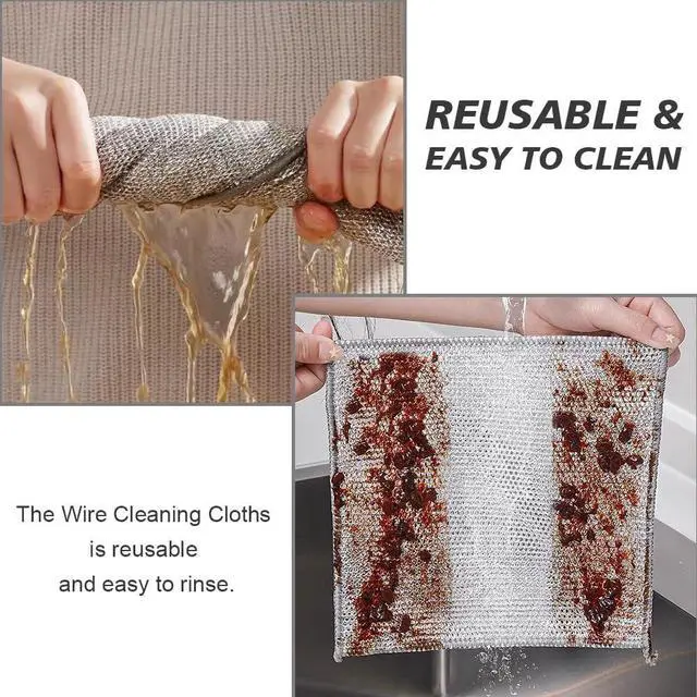 Alt view image 6 of 7 - SINLAND Silver Mesh Dish Cloths Magic Rags, 7.87x7.87 Inch, 10 Pack