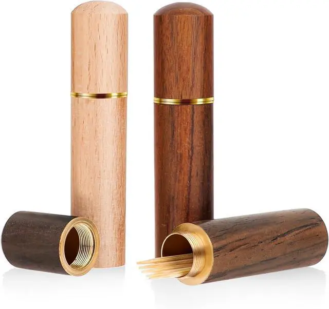 Main image of 3pack Toothpick Holder Portable Wood Toothpick Case Waterproof Handmade Craft Toothpick Pocket Box Mini Toothpick Box for Storage Needle Toothpick Pill Bead Ear Pick Cotton Swab and Other Small Object
