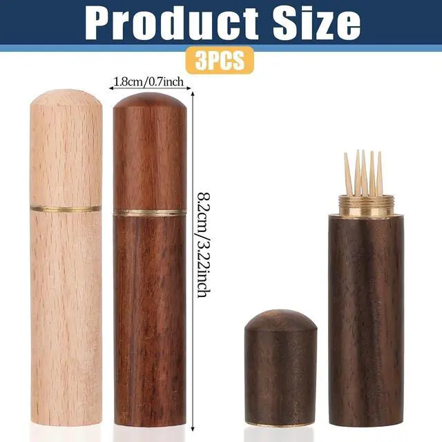 Alt view image 2 of 7 - 3pack Toothpick Holder Portable Wood Toothpick Case Waterproof Handmade Craft Toothpick Pocket Box Mini Toothpick Box for Storage Needle Toothpick Pill Bead Ear Pick Cotton Swab and Other Small Object
