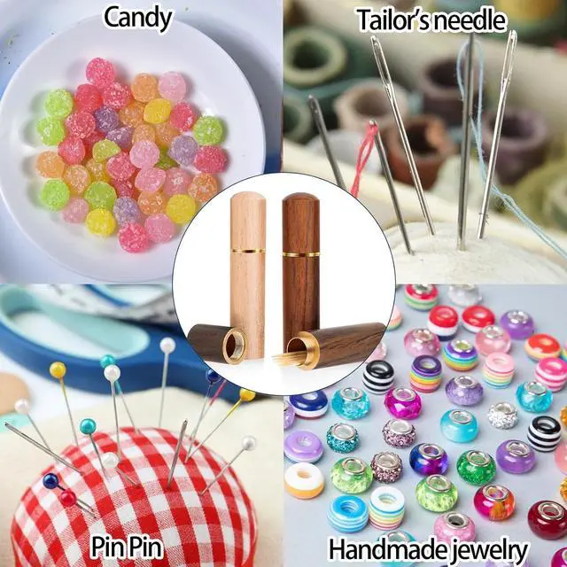 Alt view image 7 of 7 - 3pack Toothpick Holder Portable Wood Toothpick Case Waterproof Handmade Craft Toothpick Pocket Box Mini Toothpick Box for Storage Needle Toothpick Pill Bead Ear Pick Cotton Swab and Other Small Object