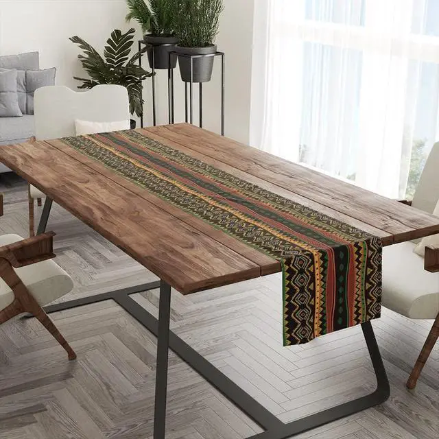 Alt view image 3 of 4 - Traditional African Tribal Table Runner, African Table Runner Decor for Dinning Room Kitchen Home Vintage Pattern Table Runner Decorations for Holiday Party, Housewarming Gifts for Ideas, 13X72Inches