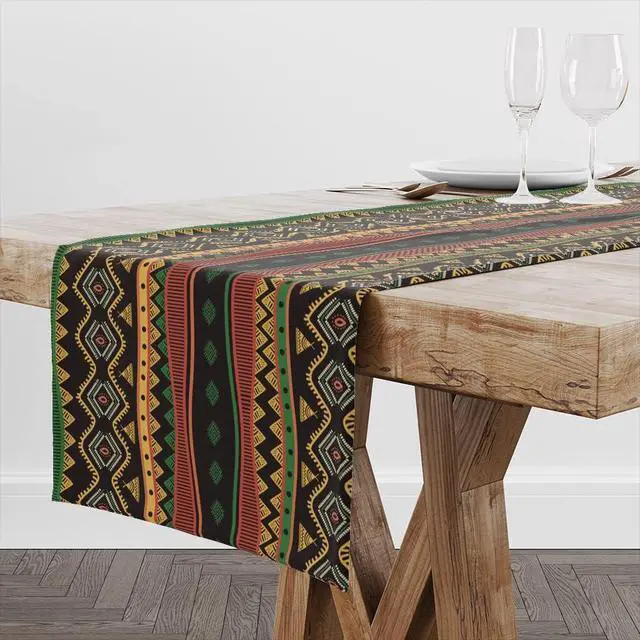 Alt view image 4 of 4 - Traditional African Tribal Table Runner, African Table Runner Decor for Dinning Room Kitchen Home Vintage Pattern Table Runner Decorations for Holiday Party, Housewarming Gifts for Ideas, 13X72Inches